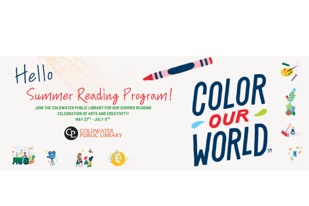 Color our world banner with crayons and art supplies