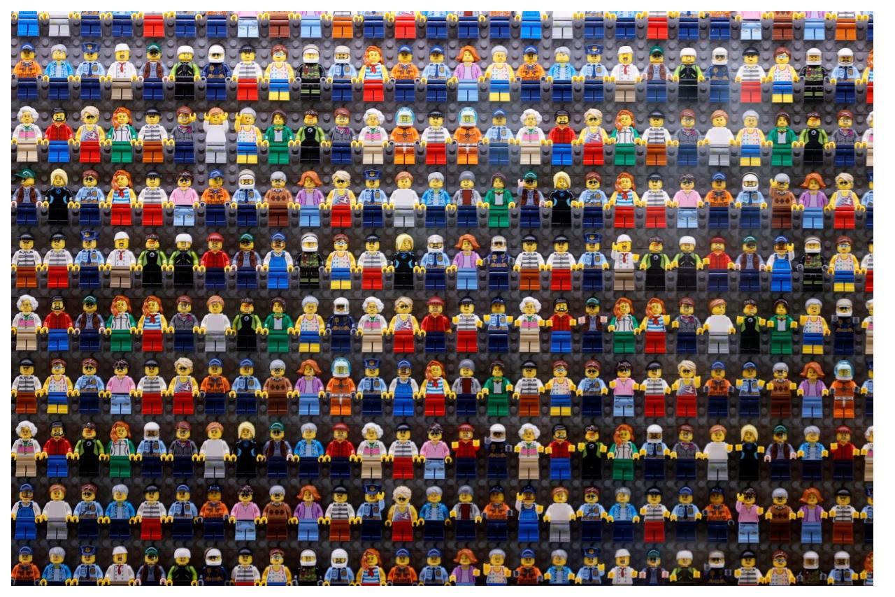 multiple lego lined up to form a border. No text 