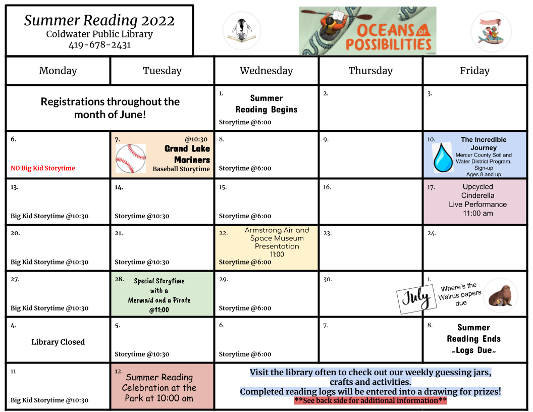 Summer Reading Calendar