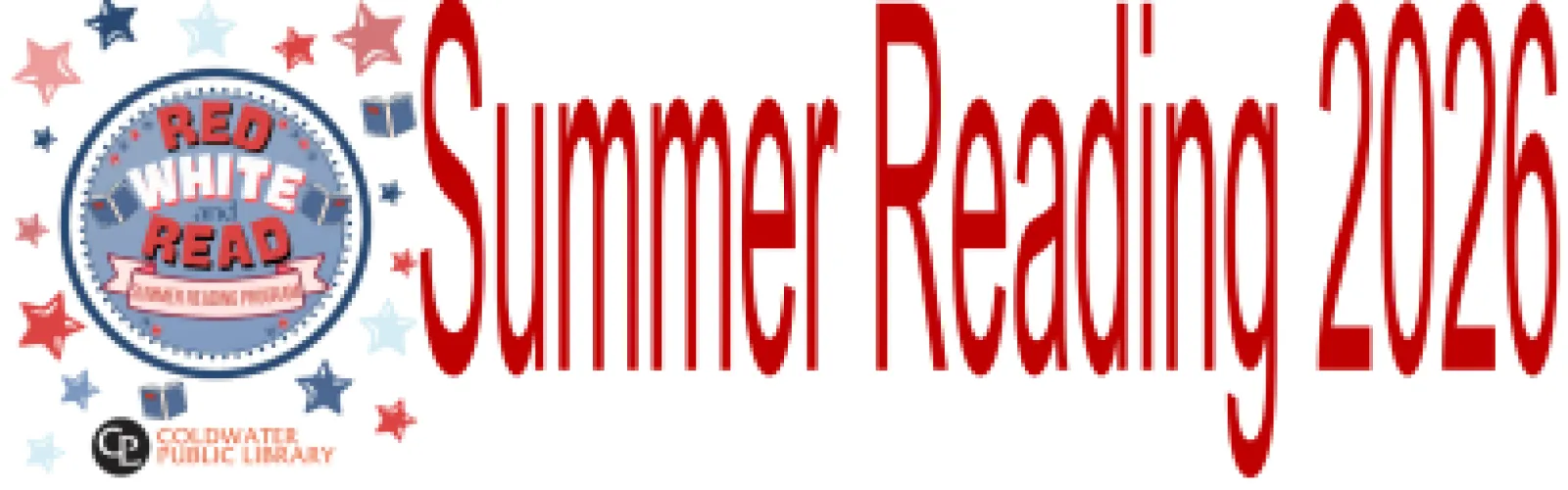 Red, White, and Read Summer Reading logo for library