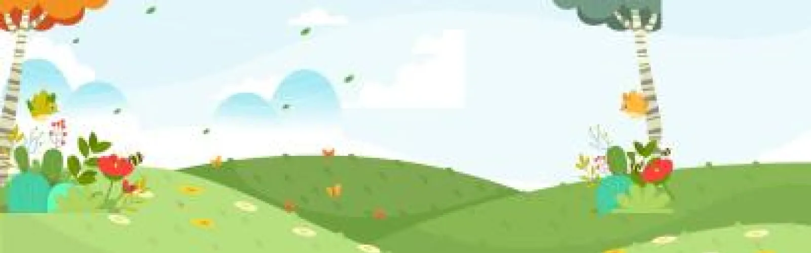 animated hillscape with tree and flowers