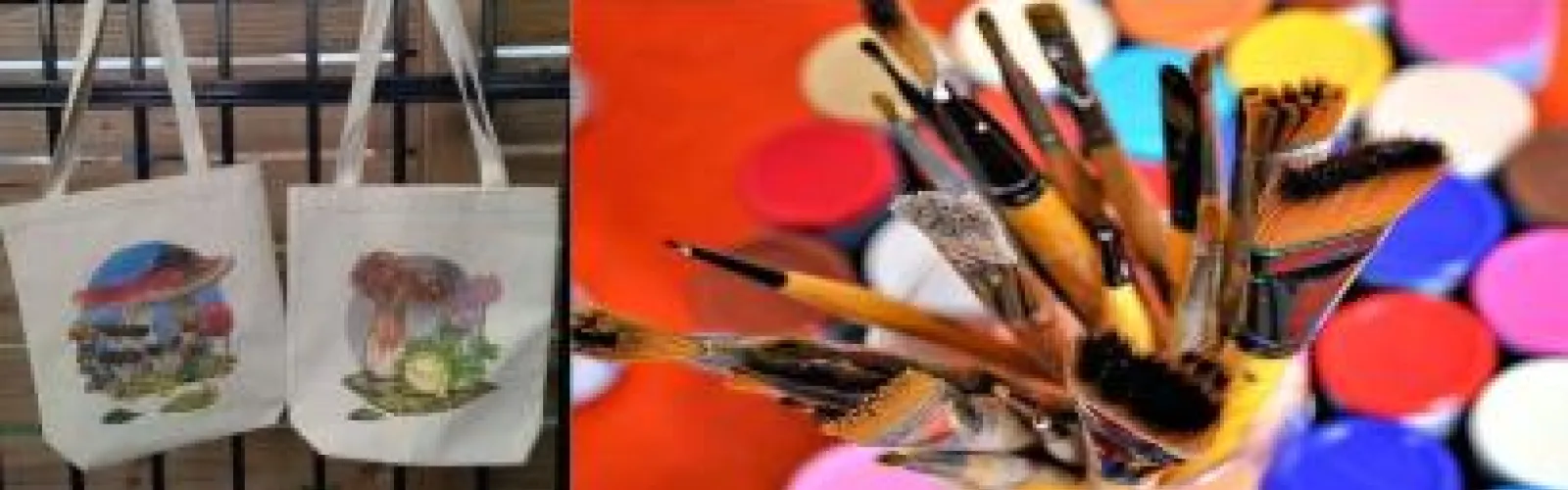 canvas bags with paintbrushes 