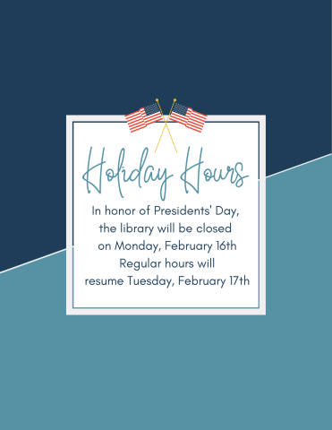 blue background with american flag stating holiday hour closure